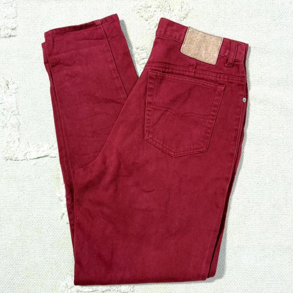 Vintage High Waist Limited Jeans - Red Cotton Tapered Pants (Size 14)